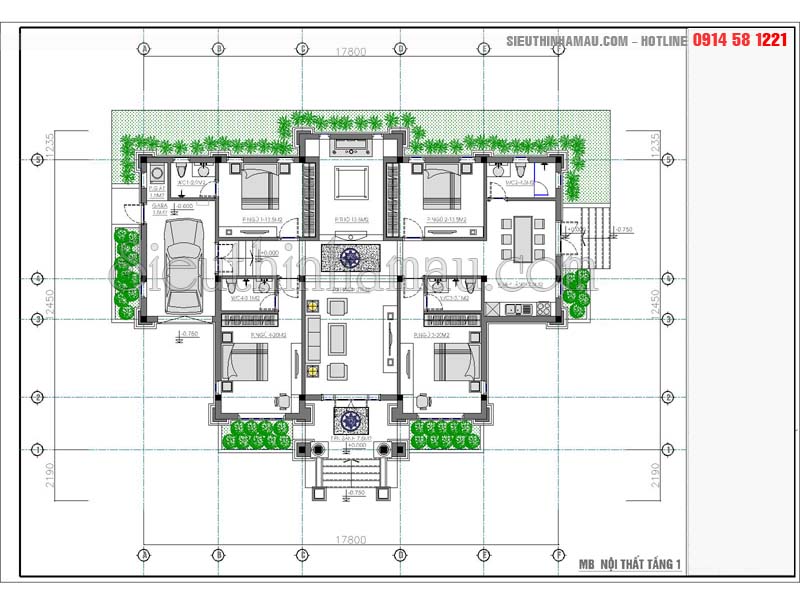 Hồ sơ Bản vẽ Biệt thự 2 tầng 9x1362m  full chi tiết kiến trúc