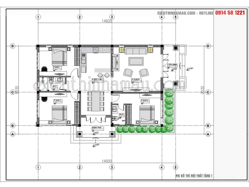 nhà cấp 4 9x14m