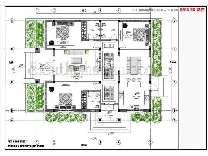 thiết kế nhà biệt thự 150m2