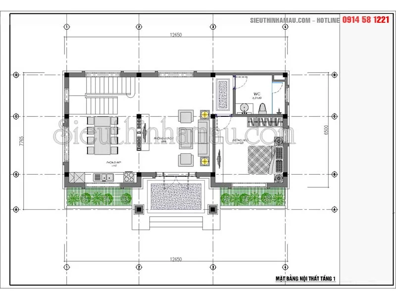 Mẫu nhà 2 tầng mặt tiền 7m