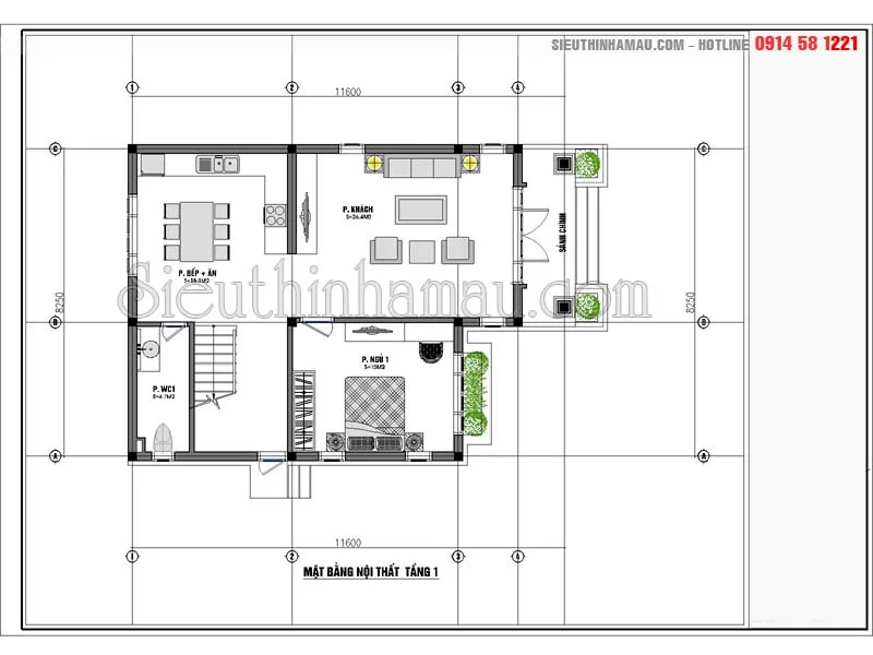 Mẫu nhà mặt tiền 8m đẹp