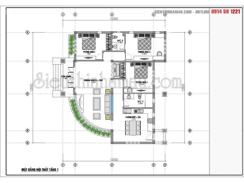 nhà cấp 4 mái thái 3 phòng ngủ