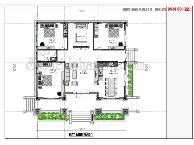 nhà cấp 4 mái thái lợp ngói