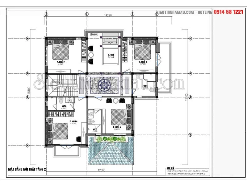 Nhà vuông mái thái 2 tầng