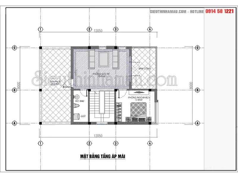 thiết kế nhà 2 tầng rưỡi