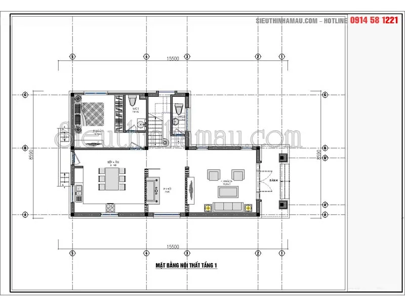 Thiết kế nhà 8x13m 2 tầng