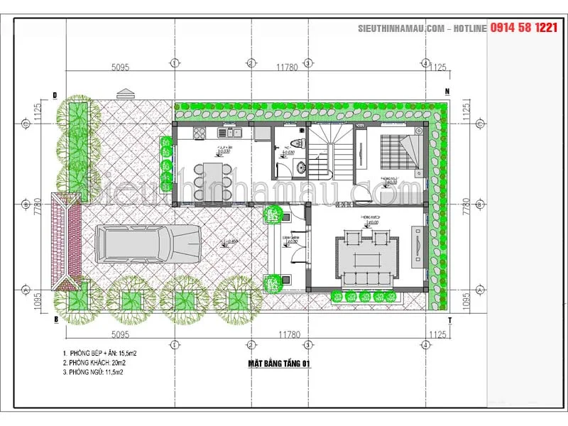 Thiết kế nhà 8x13m 2 tầng