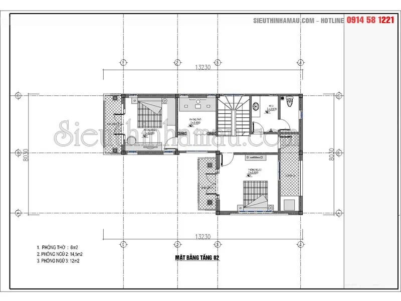 Thiết kế nhà 8x13m 2 tầng