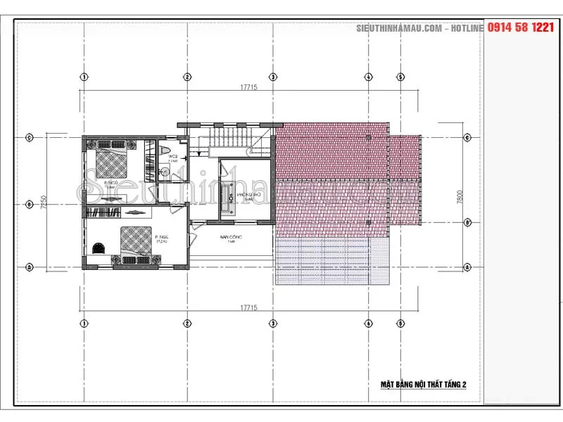 thiết kế nhà cấp 4 gác lửng 3 phòng ngủ