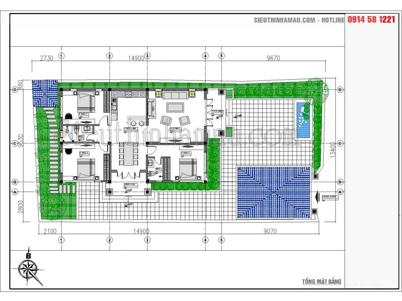 nhà cấp 4 9x14m