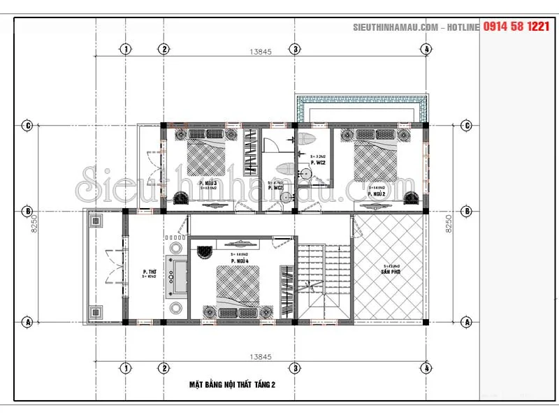 Bản vẽ nhà 2 tầng 8x15m