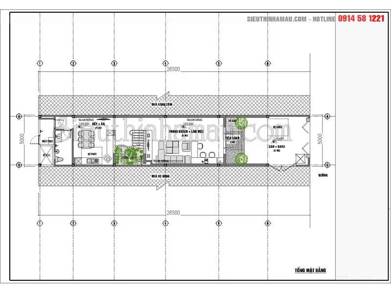 Bản vẽ thiết kế nhà 5x18m đẹp 3 tầng