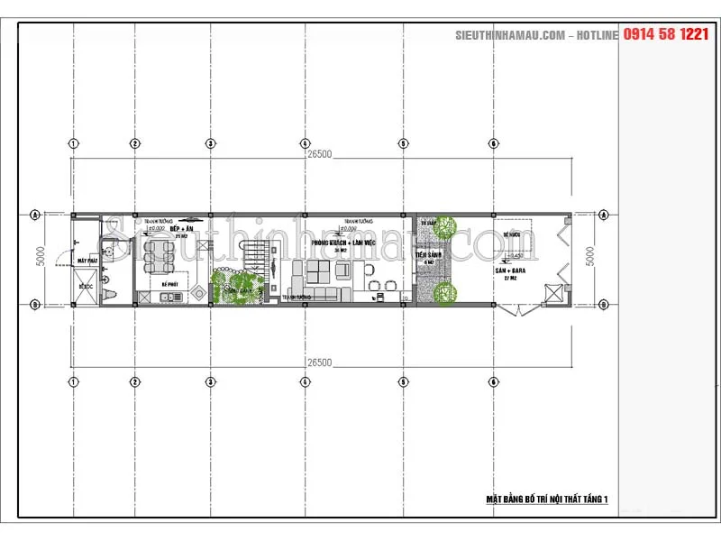 Bản vẽ thiết kế nhà 5x18m đẹp 3 tầng