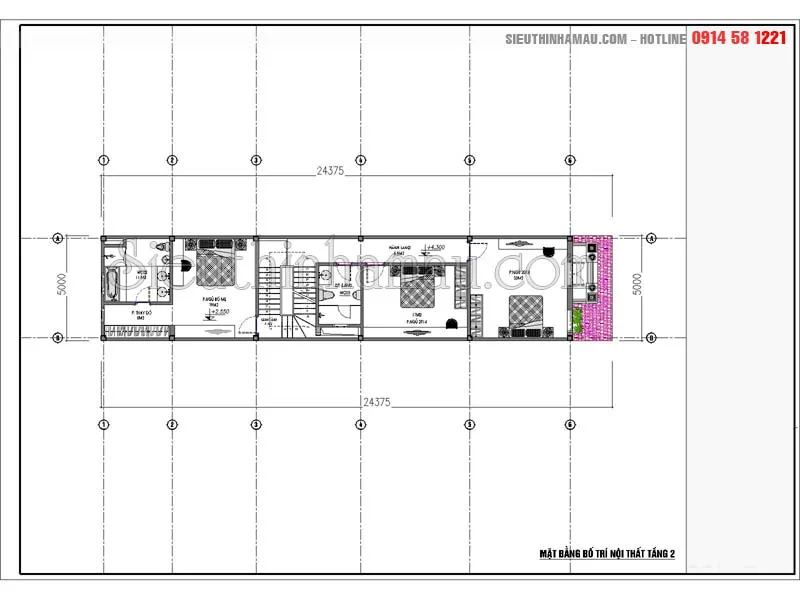 Bản vẽ thiết kế nhà 5x18m đẹp 3 tầng