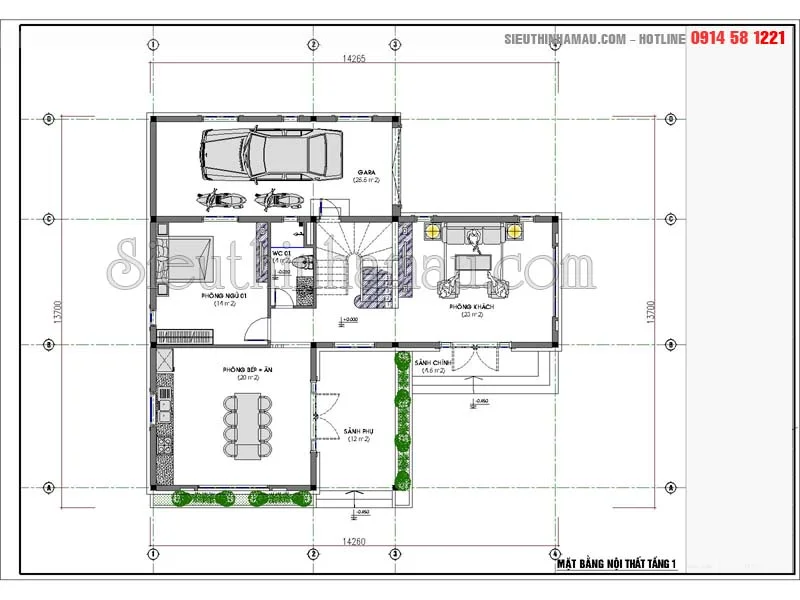 Kiến trúc nhà 2 tầng rưỡi