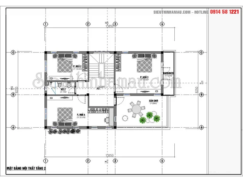 Mặt bằng biệt thự 110m2