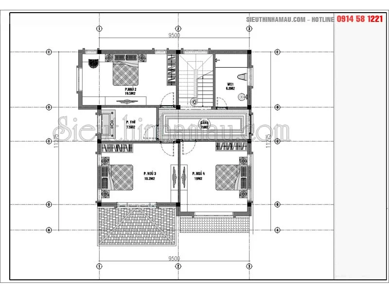 Mẫu nhà vuông 2 mặt tiền đẹp