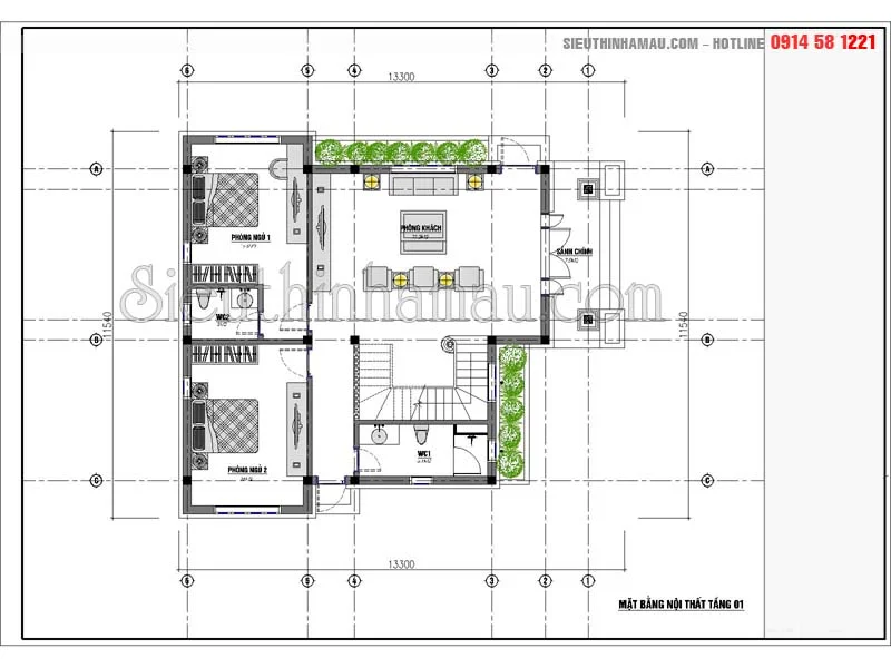 Mẫu biệt thự 2 tầng 130m2