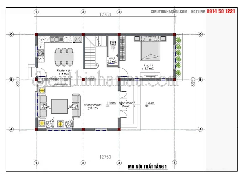 Thiết kế biệt thự 3 tầng 2 mặt tiền