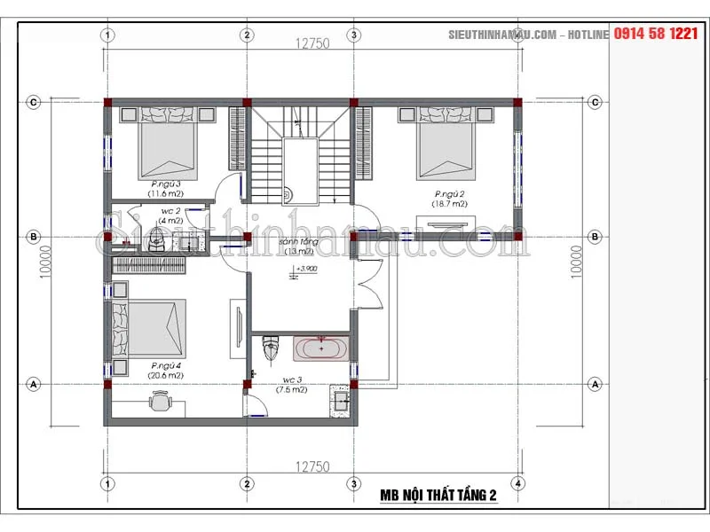 Thiết kế biệt thự 3 tầng 2 mặt tiền