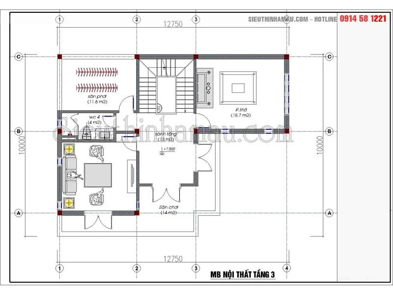 Thiết kế biệt thự 3 tầng 2 mặt tiền