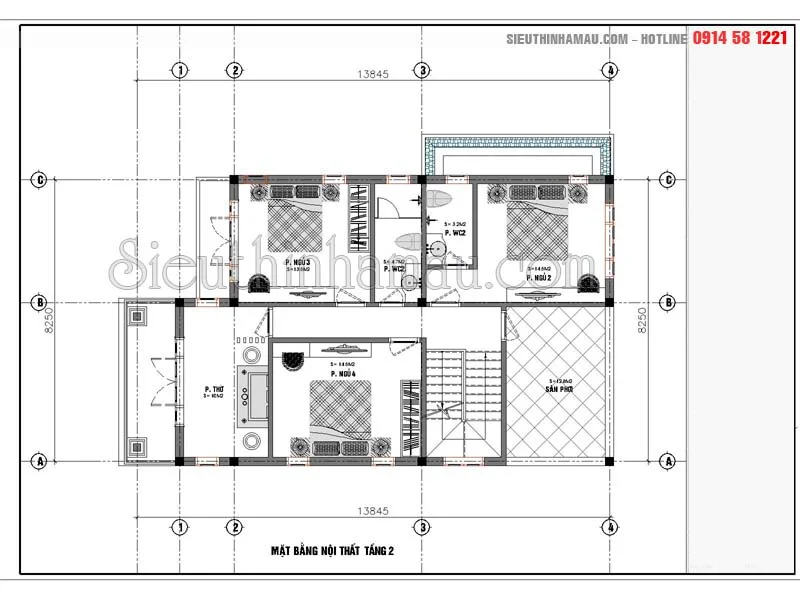 Thiết kế nhà 2 tầng 8x14m