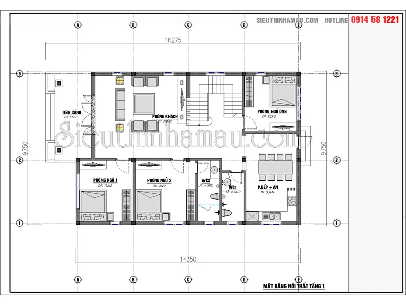 Thiết kế nhà 2 tầng mặt tiền 10m