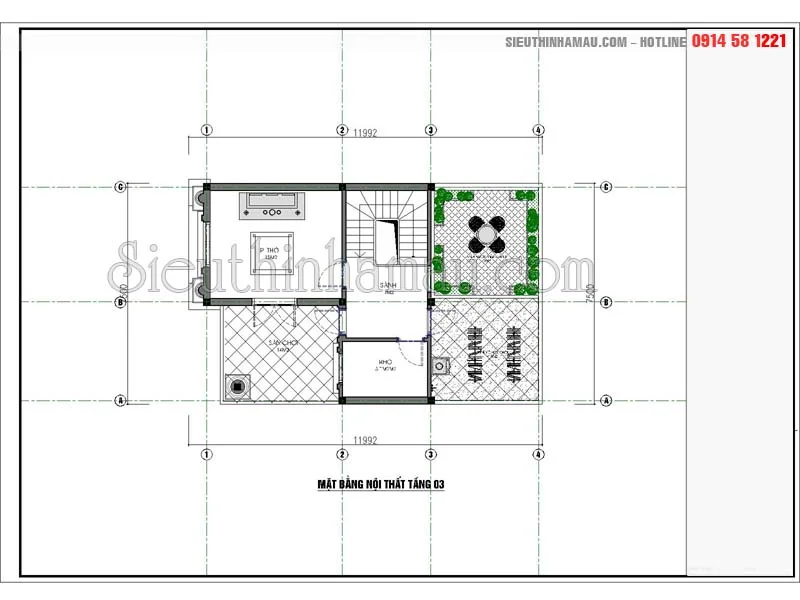 Thiết kế nhà 3 tầng 7x12m