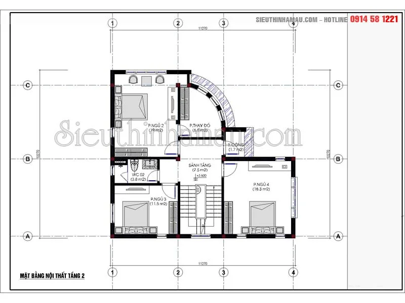 Thiết kế nhà 3 tầng 90m2