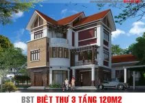 Mẫu thiết kế nhà biệt thự 3 tầng 120m2 đẹp