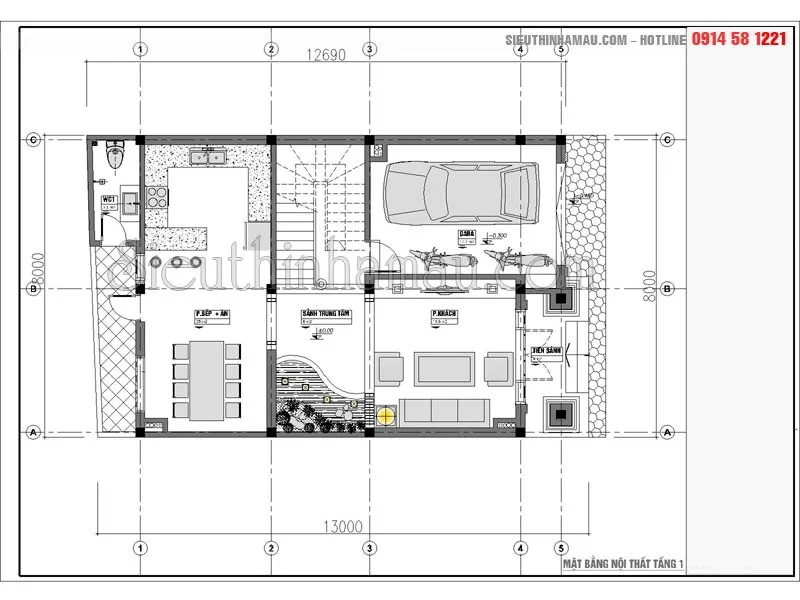 Mẫu thiết kế nhà phố 8x11m tân cổ điển đẹp