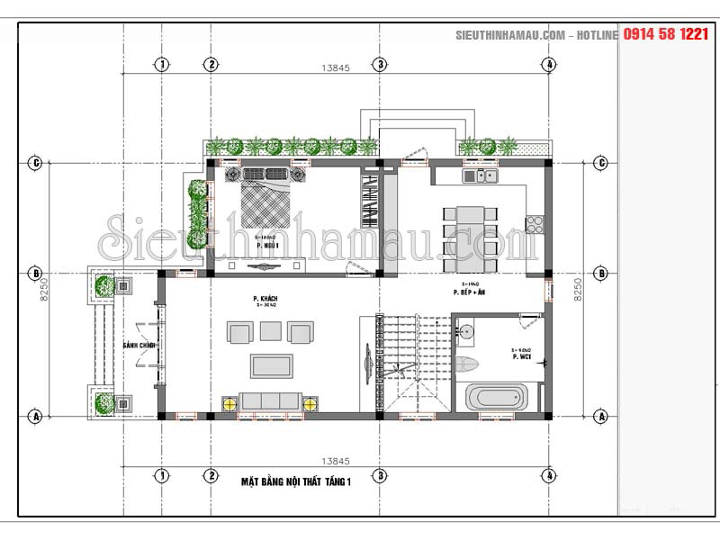 20 Bản vẽ thiết kế mặt bằng nhà 1 trệt 1 lầu 4 phòng ngủ khoa học hợp lý   Kiến trúc Angcovat