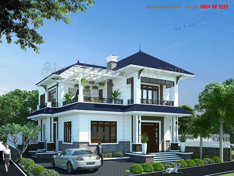 Thiết kế biệt thự 2 tầng ở Nam Định theo phong cách tân cổ điển M329