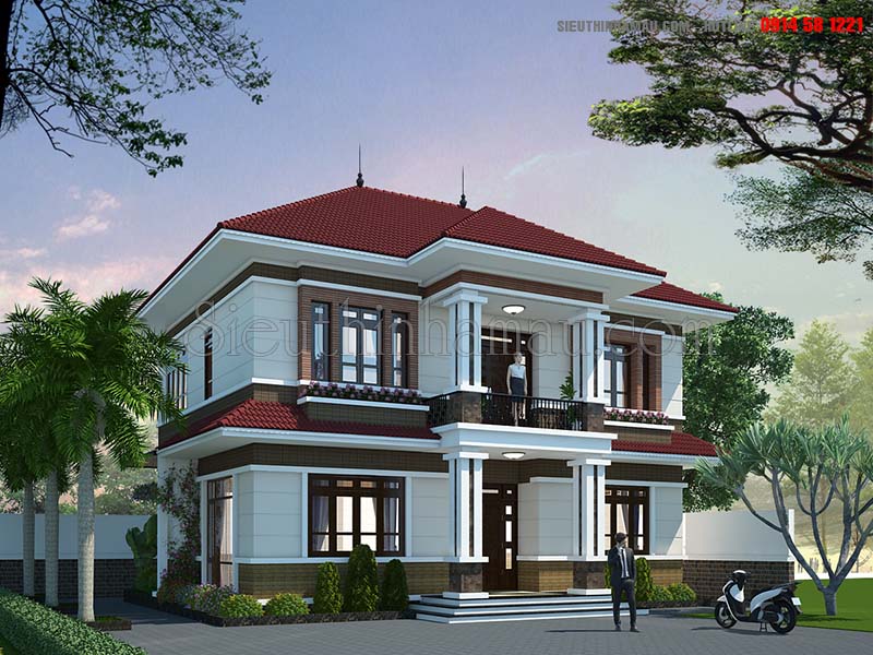 Mẫu nhà vuông đẹp 2 tầng mái thái HOT nhất Việt Nam 2023