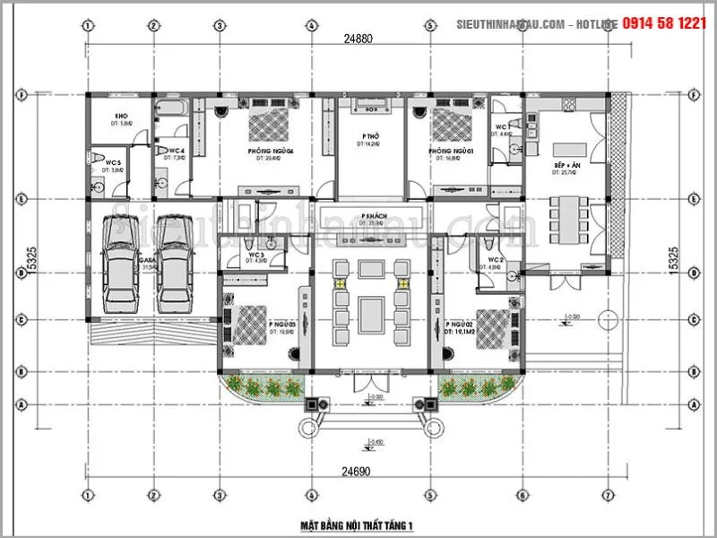 Mê đắm mẫu thiết kế nhà biệt thự 1 tầng 300m2 BT1080922 - Ảnh 5