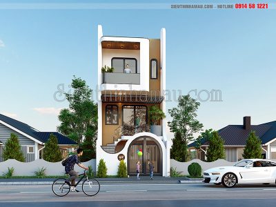 Thiết kế nhà phố 3 tầng mặt tiền 5m mái bằng NP490926