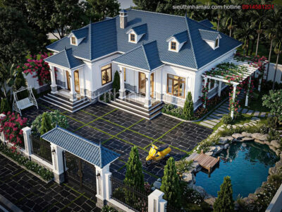 Thiết kế mẫu nhà mái nhật 1 tầng 120m2 3 phòng ngủ BT1211026