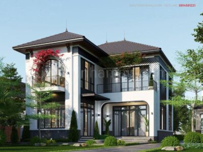 Gợi ý xây nhà 10x10m 2 tầng 4 phòng ngủ BT181026